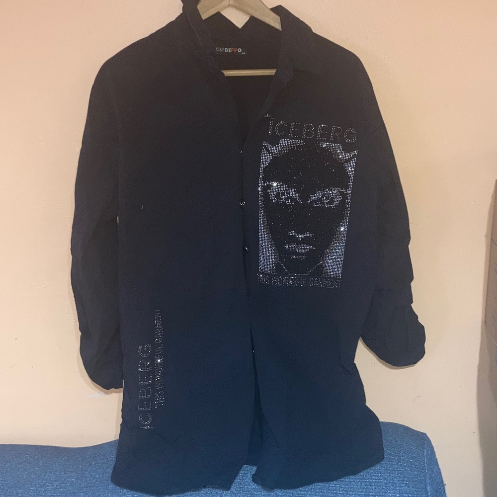 Iceberg Black Graphic Long Sleeve Shirt